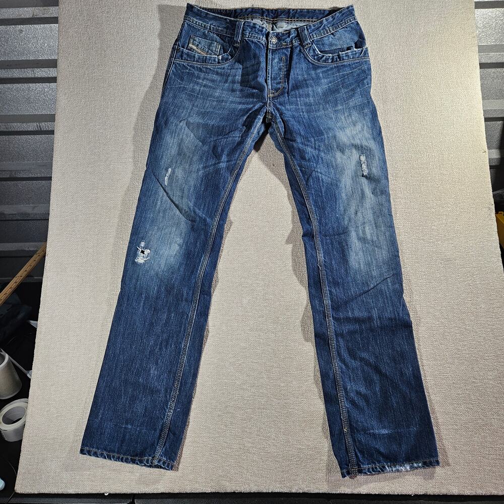 Vintage Diesel Distressed Jeans Mens 34x34 Blue Button Fly Denim
